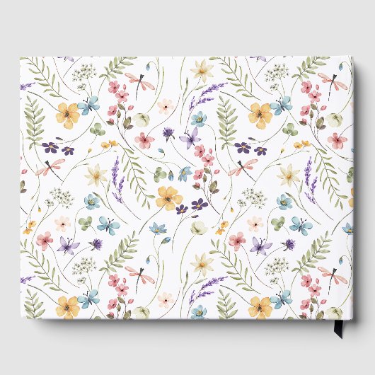 Waterverf Wilde Bloem en Vlinders Patroon  Gastenboek (Achterkant)