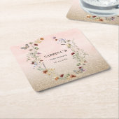 Waterverf Wilde bloem en vlindervlieger Pa baby sh Kartonnen Onderzetters (Schuin)