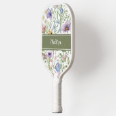 Waterverf Wilde Bloem Florale Aangepaste Naam Pickleball Paddle (Links)