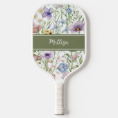 Waterverf Wilde Bloem Florale Aangepaste Naam Pickleball Paddle (Voorkant)