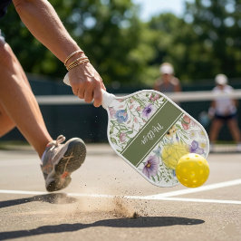 Waterverf Wilde Bloem Florale Aangepaste Naam Pickleball Paddle