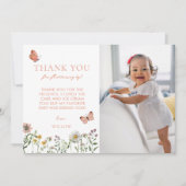 Waterverf Wilde bloem Foto Birthday Bedankkaart (Voorkant)