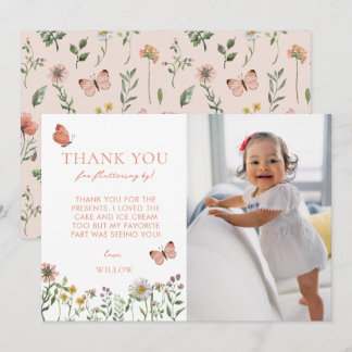 Waterverf Wilde bloem Foto Birthday Bedankkaart