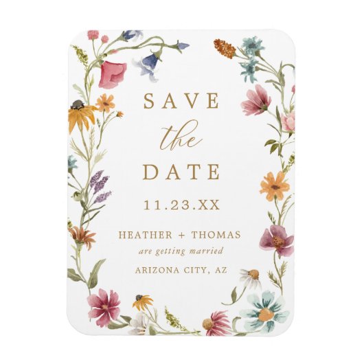 Waterverf Wilde Bloem Foto Save the Date Magneet (Verticaal)