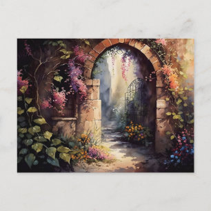Waterverf Wilde bloem Garden Arch Entrance Briefkaart
