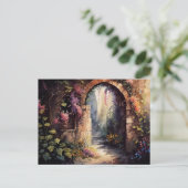 Waterverf Wilde bloem Garden Arch Entrance Briefkaart (Staand voorkant)