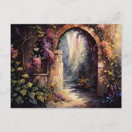Waterverf Wilde bloem Garden Arch Entrance Briefkaart