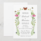 Waterverf wilde bloem Garden Weddenschap Aankondiging (Voorkant / Achterkant)