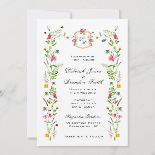 Waterverf wilde bloem Garden Weddenschap Aankondiging (Voorkant)