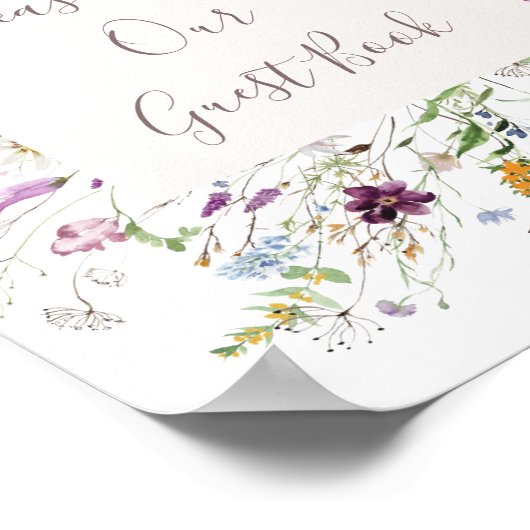 Waterverf Wilde bloem Gelieve onze gast te onderte Poster (Hoek)