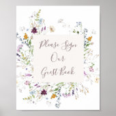 Waterverf Wilde bloem Gelieve onze gast te onderte Poster (Voorkant)