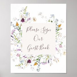 Waterverf Wilde bloem Gelieve onze gast te onderte Poster