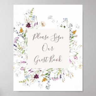 Waterverf Wilde bloem Gelieve onze gast te onderte Poster