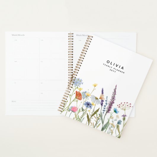 Waterverf Wilde Bloem Gepersonaliseerd Planner (Display)