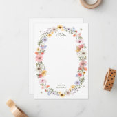 Waterverf Wilde bloem Gepersonaliseerde bijennaam Notitiekaartje (Voorkant / Achterkant in situ)