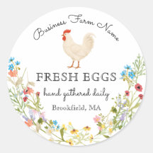 Waterverf Wilde Bloem Hen Kip Eier Karton Label