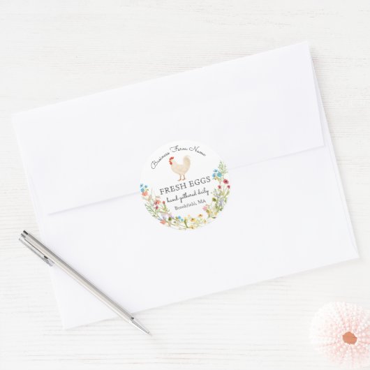 Waterverf Wilde Bloem Hen Kip Eier Karton Label (Envelop)
