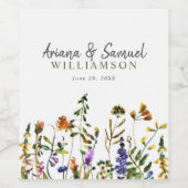 Waterverf wilde bloem huwelijks wijnlabel wijn etiket (Enkel label)