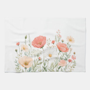 Waterverf Wilde Bloem Keukenhanddoek, Bloemendesig Theedoek