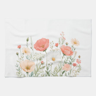 Waterverf Wilde Bloem Keukenhanddoek, Bloemendesig Theedoek