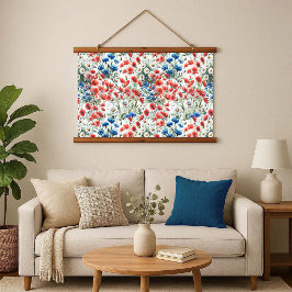 Waterverf Wilde Bloem Klaproos Madelief Houten Wan Hangend Wandkleed