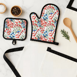 Waterverf Wilde Bloem Klaproos Madelief Ovenwant S & Pannenlap Set