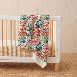 Waterverf Wilde Bloem Klaproos Madelief Sherpa Dek Deken