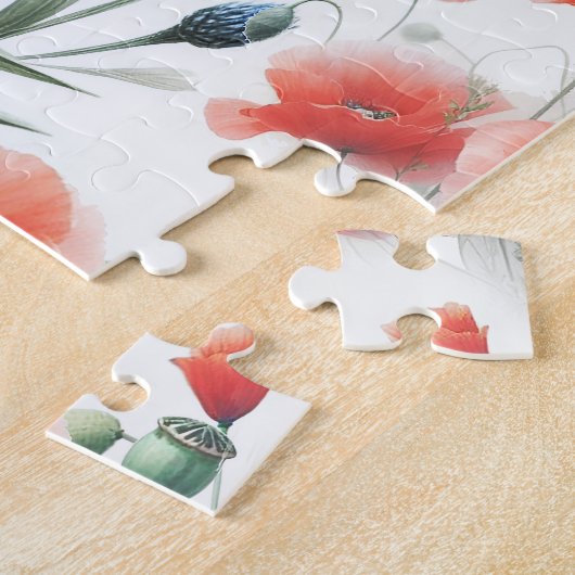 Waterverf Wilde Bloem Klaproos Margriet Legpuzzel (Zijkant)