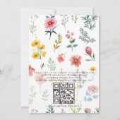 Waterverf Wilde Bloem Lente Boog QR Code Bruiloft Kaart (Achterkant)