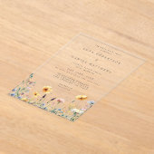 Waterverf Wilde Bloem Lente Bruiloft Acryl Uitnodigingen (Laagn)