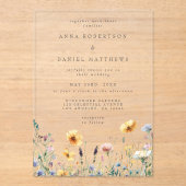 Waterverf Wilde Bloem Lente Bruiloft Acryl Uitnodigingen (Voorkant)