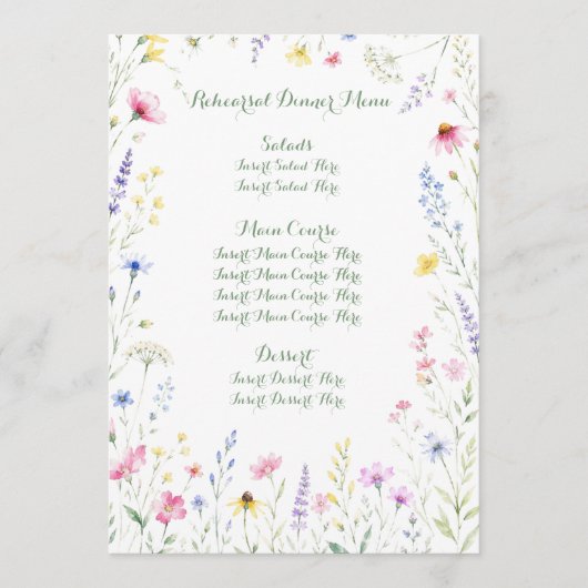 Waterverf Wilde Bloem Menu (Voorkant)