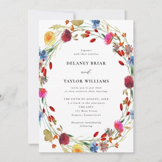 Waterverf wilde bloem met één weddenschap kaart (Voorkant)