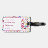 Waterverf Wilde bloem met grote monogram Aangepast Bagagelabel (Achterkant horizontaal)