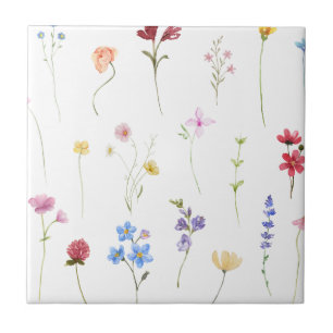 Waterverf Wilde Bloem Minimalistisch Patroon Cotta Tegeltje