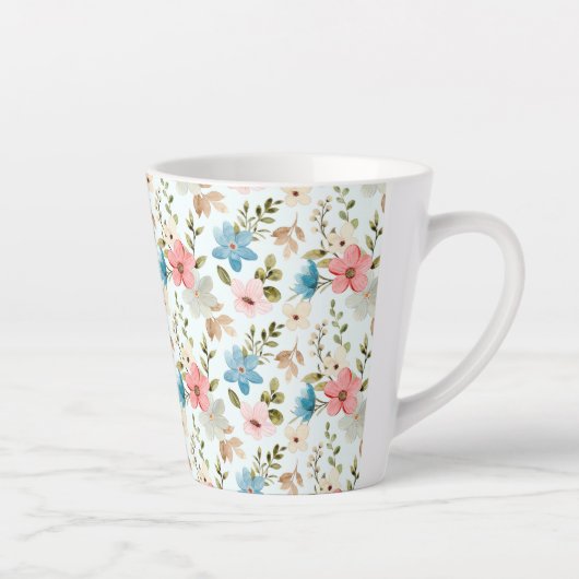 Waterverf Wilde Bloem Motief Latte Mok (Rechts)