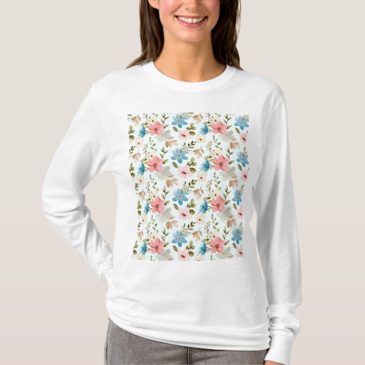 Waterverf Wilde Bloem Motief T-shirt (Voorkant)