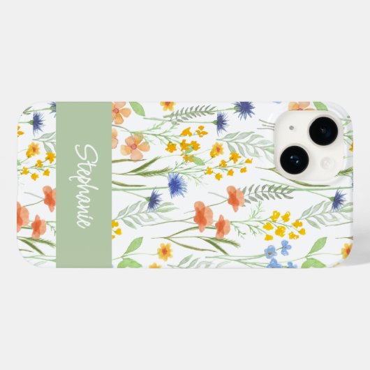 Waterverf Wilde Bloem Naam Case-Mate iPhone Case (Achterkant (horizontaal))
