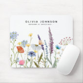 Waterverf Wilde bloem Naam Motivatie Citaat Muismat (Met muis)