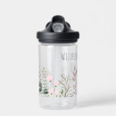 Waterverf Wilde bloem Naam Roze Groen Botanisch Waterfles (Voorkant)