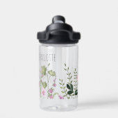 Waterverf Wilde bloem Naam Roze Groen Botanisch Waterfles (Achterkant)