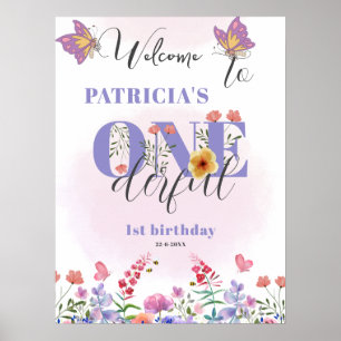 Waterverf wilde bloem Onederful verjaardag welkom Poster