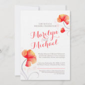 Waterverf wilde bloem oranje bruiloft uitnodigen kaart (Voorkant)