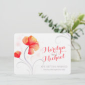 Waterverf wilde bloem oranje bruiloft uitnodigen kaart (Staand voorkant)