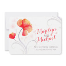 Waterverf wilde bloem oranje bruiloft uitnodigen