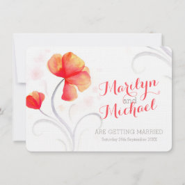 Waterverf wilde bloem oranje bruiloft uitnodigen kaart