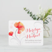 Waterverf wilde bloem oranje bruiloft uitnodigen kaart (Staand voorkant)