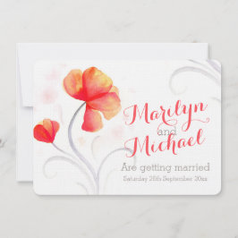 Waterverf wilde bloem oranje bruiloft uitnodigen kaart