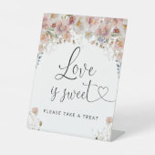 Waterverf Wilde Bloem Paarse Bruidsbehandeling Reclamebord Met Voetstuk (Voorkant)