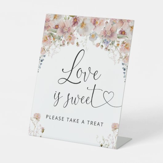 Waterverf Wilde Bloem Paarse Bruidsbehandeling Reclamebord Met Voetstuk (Voorkant)